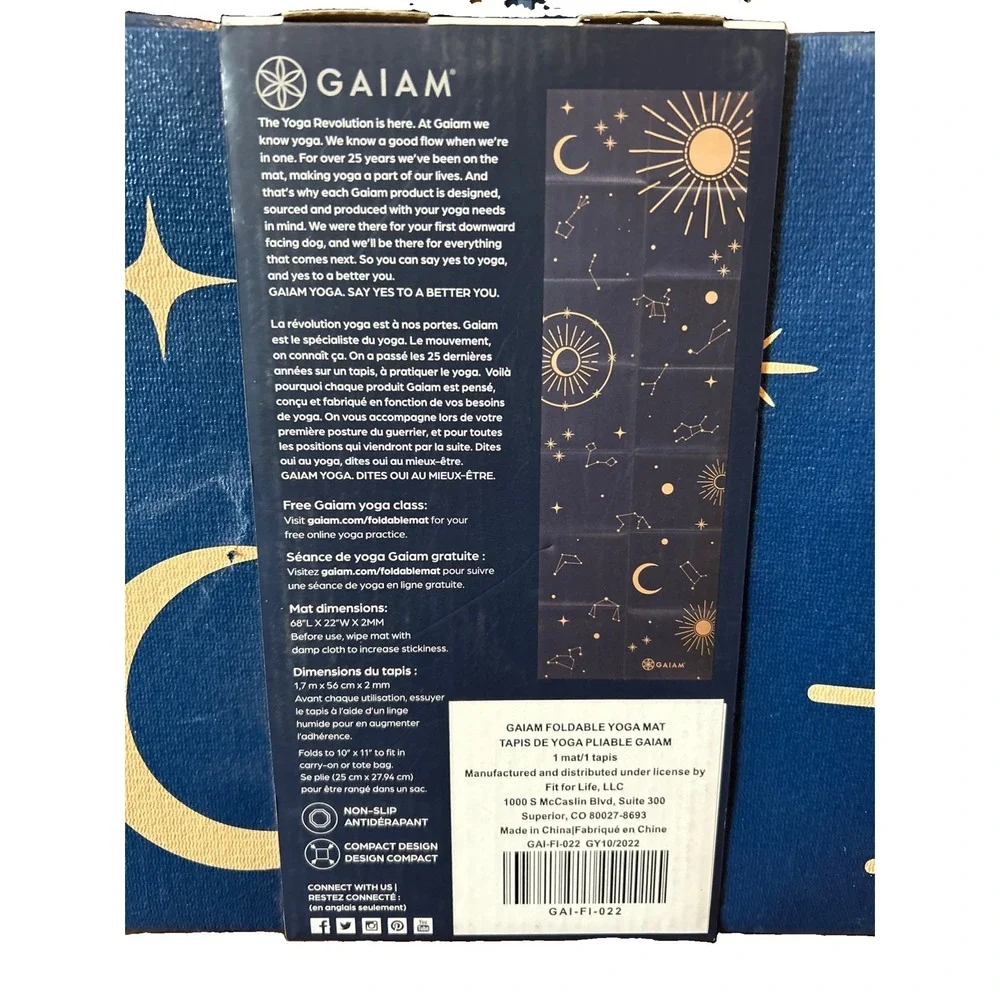 New Gaiam Yoga Mat Folding Travel Exercise Midsummer Nights Celestial Design